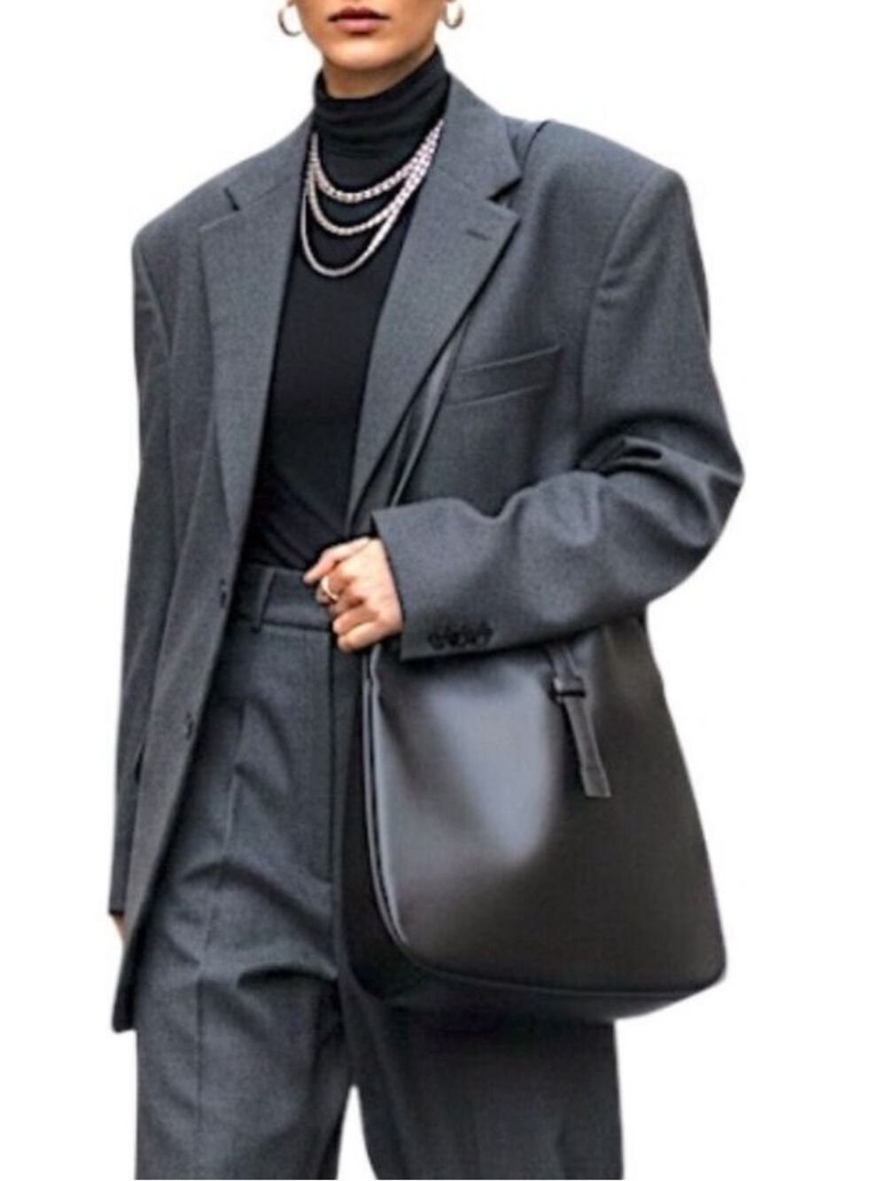 Co-Lab Montreal minimalist black vegan leather crossbody tote long shoulder bag